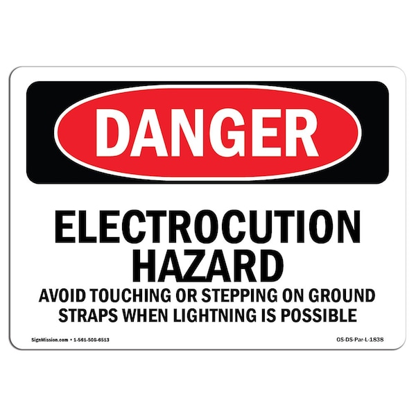 OSHA Sign, 18" Height, 24" Wide, Rigid Plastic, Electrocution Hazard Avoid Touching, Landscape